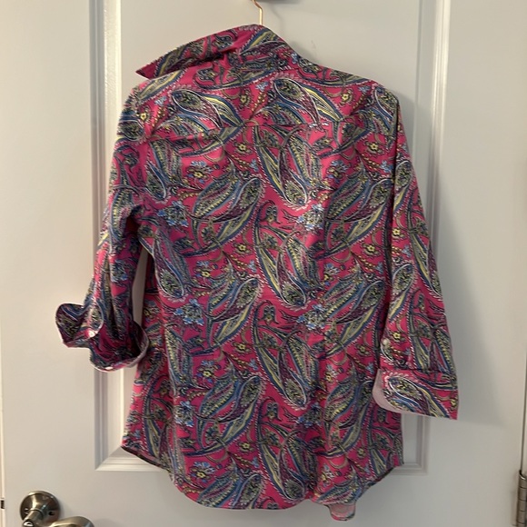 Chaps  pink paisley button down top - Picture 6 of 6